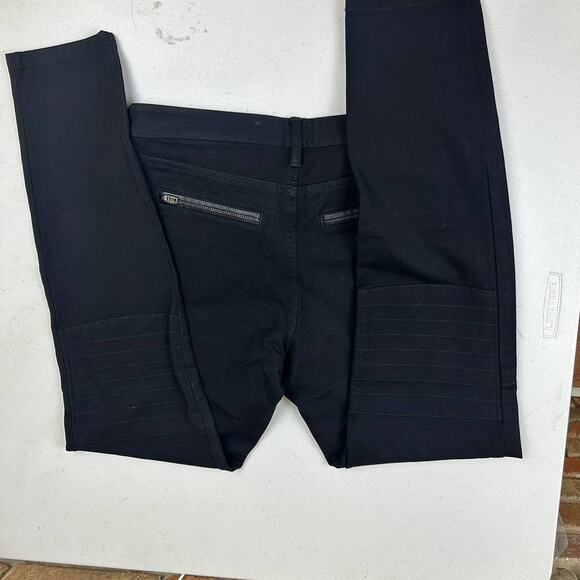 Banana Republic Women's Sloan Moto Zip Black Ankle Pants - Size 4 - Picture 3 of 9